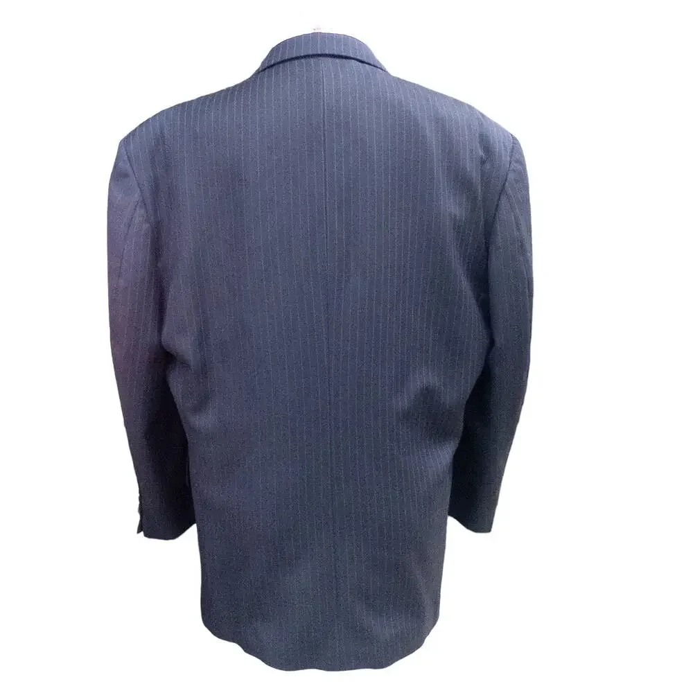Oscar de la Renta Sportcoat Blazer Mens 44S Blue Pinstripe Cashmere Blend
